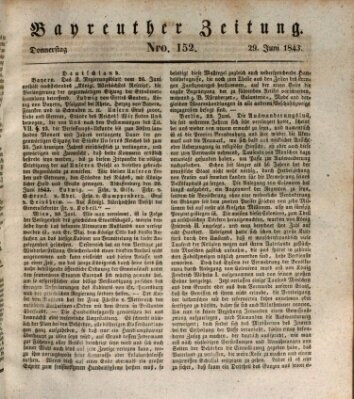 Bayreuther Zeitung Donnerstag 29. Juni 1843