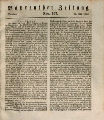 Bayreuther Zeitung Sonntag 16. Juli 1843