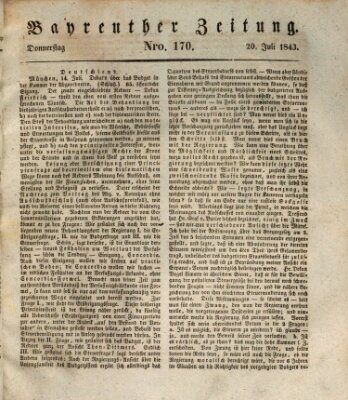 Bayreuther Zeitung Donnerstag 20. Juli 1843