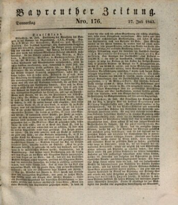 Bayreuther Zeitung Donnerstag 27. Juli 1843