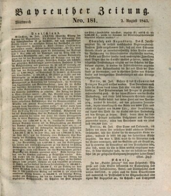 Bayreuther Zeitung Mittwoch 2. August 1843