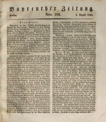 Bayreuther Zeitung Freitag 4. August 1843