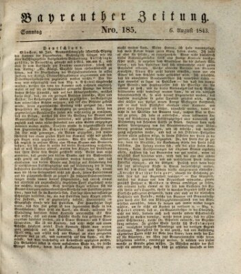 Bayreuther Zeitung Sonntag 6. August 1843