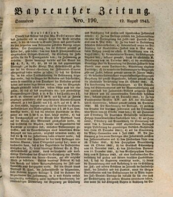 Bayreuther Zeitung Samstag 12. August 1843