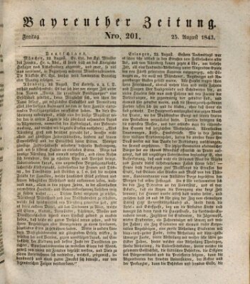 Bayreuther Zeitung Freitag 25. August 1843