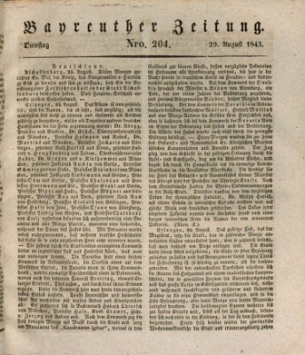 Bayreuther Zeitung Dienstag 29. August 1843