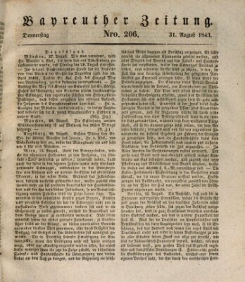 Bayreuther Zeitung Donnerstag 31. August 1843