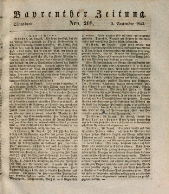 Bayreuther Zeitung Samstag 2. September 1843