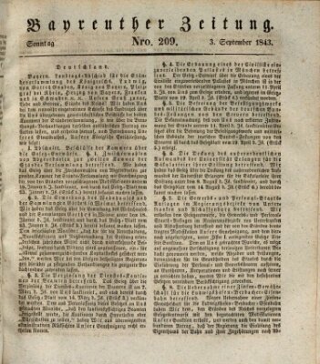 Bayreuther Zeitung Sonntag 3. September 1843