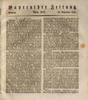 Bayreuther Zeitung Sonntag 10. September 1843