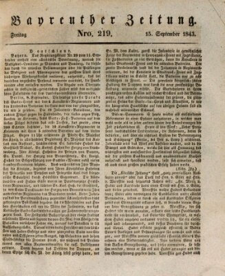 Bayreuther Zeitung Freitag 15. September 1843