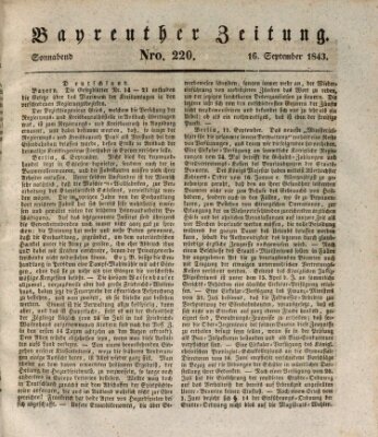 Bayreuther Zeitung Samstag 16. September 1843