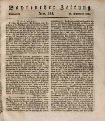 Bayreuther Zeitung Donnerstag 21. September 1843