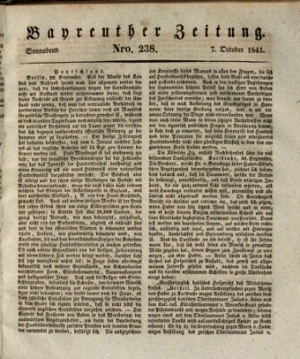 Bayreuther Zeitung Samstag 7. Oktober 1843