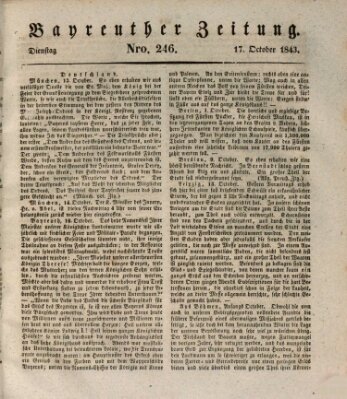 Bayreuther Zeitung Dienstag 17. Oktober 1843