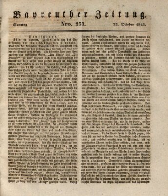 Bayreuther Zeitung Sonntag 22. Oktober 1843