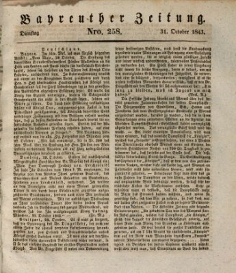 Bayreuther Zeitung Dienstag 31. Oktober 1843