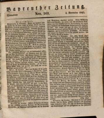 Bayreuther Zeitung Samstag 4. November 1843