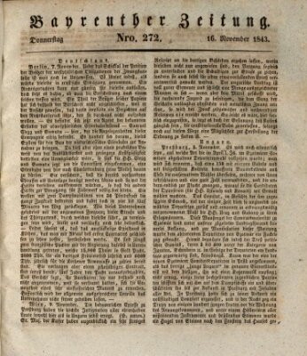 Bayreuther Zeitung Donnerstag 16. November 1843