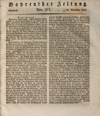 Bayreuther Zeitung Mittwoch 22. November 1843