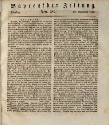 Bayreuther Zeitung Dienstag 28. November 1843