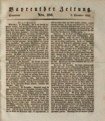 Bayreuther Zeitung Samstag 2. Dezember 1843