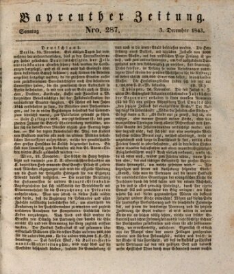 Bayreuther Zeitung Sonntag 3. Dezember 1843