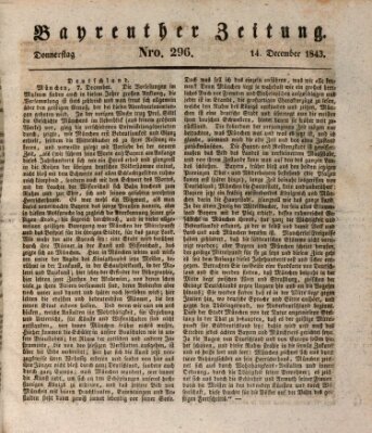 Bayreuther Zeitung Donnerstag 14. Dezember 1843