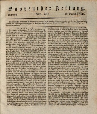 Bayreuther Zeitung Mittwoch 20. Dezember 1843