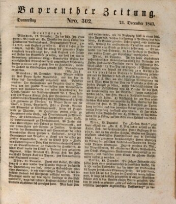 Bayreuther Zeitung Donnerstag 21. Dezember 1843