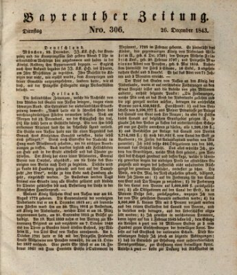 Bayreuther Zeitung Dienstag 26. Dezember 1843