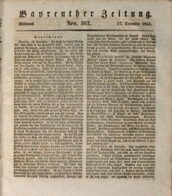 Bayreuther Zeitung Mittwoch 27. Dezember 1843