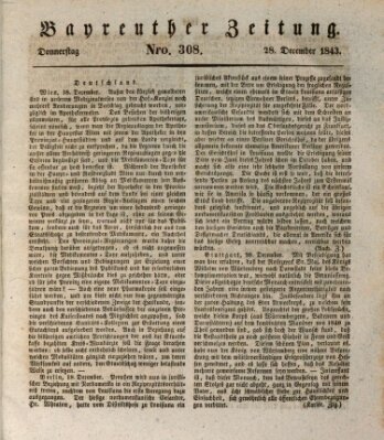 Bayreuther Zeitung Donnerstag 28. Dezember 1843