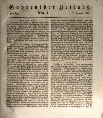 Bayreuther Zeitung Dienstag 2. Januar 1844