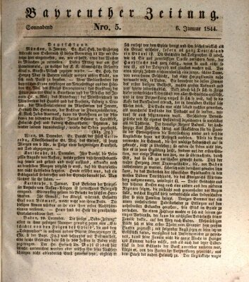 Bayreuther Zeitung Samstag 6. Januar 1844