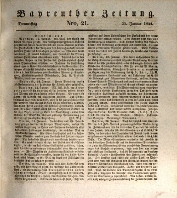 Bayreuther Zeitung Donnerstag 25. Januar 1844