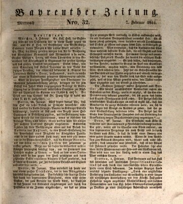 Bayreuther Zeitung Mittwoch 7. Februar 1844