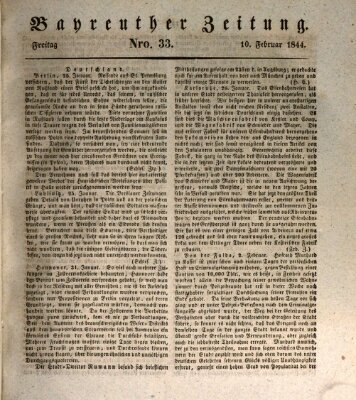 Bayreuther Zeitung Samstag 10. Februar 1844