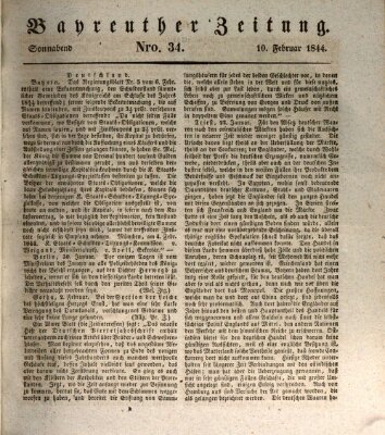 Bayreuther Zeitung Samstag 10. Februar 1844