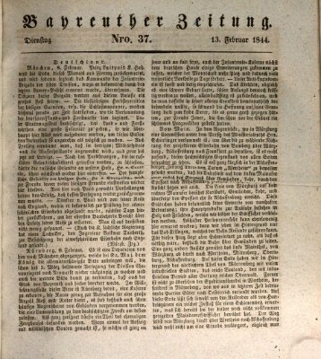 Bayreuther Zeitung Dienstag 13. Februar 1844