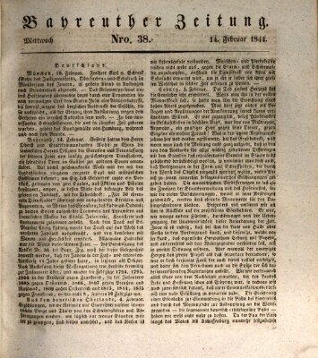 Bayreuther Zeitung Mittwoch 14. Februar 1844