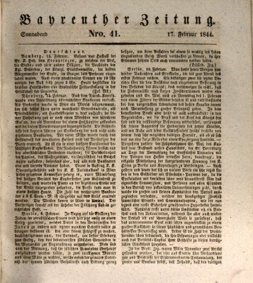 Bayreuther Zeitung Samstag 17. Februar 1844