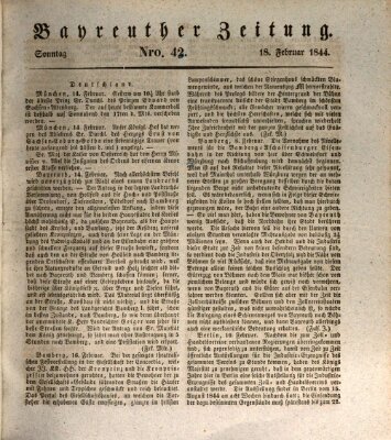 Bayreuther Zeitung Sonntag 18. Februar 1844