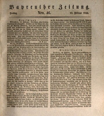 Bayreuther Zeitung Freitag 23. Februar 1844