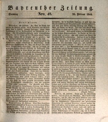 Bayreuther Zeitung Sonntag 25. Februar 1844