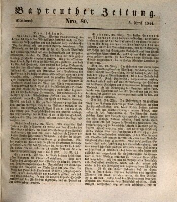 Bayreuther Zeitung Mittwoch 3. April 1844