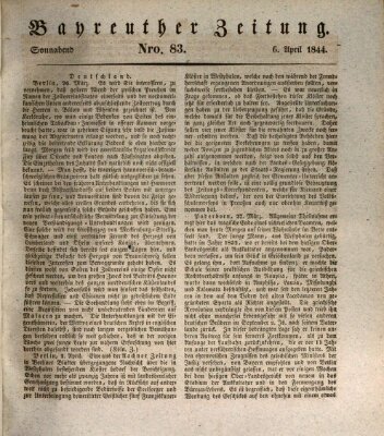 Bayreuther Zeitung Samstag 6. April 1844