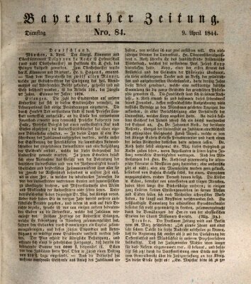 Bayreuther Zeitung Dienstag 9. April 1844