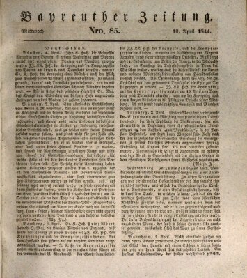 Bayreuther Zeitung Mittwoch 10. April 1844