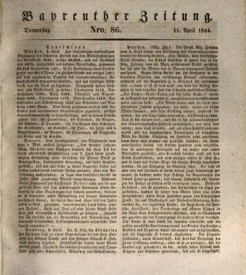 Bayreuther Zeitung Donnerstag 11. April 1844